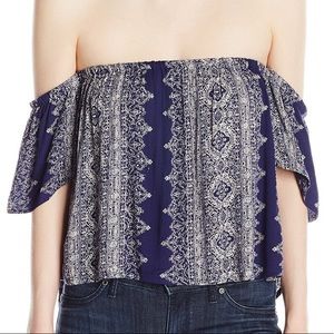 Blue off the shoulder blouse